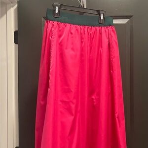 Tory Sport Bright Pink Maxi Skirt with Dark Green Waistband